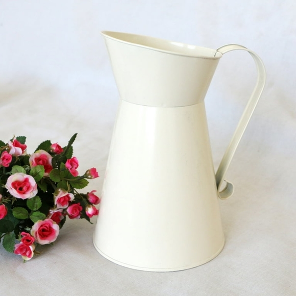 Home Decor Flower Pot with Handle Rustic White Milk Jug Vase Primitive Country - Picture 5 of 7